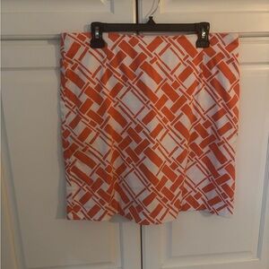 Melly M Women’s orange And White Geoprint Pencil Skirt,‎ Size 10